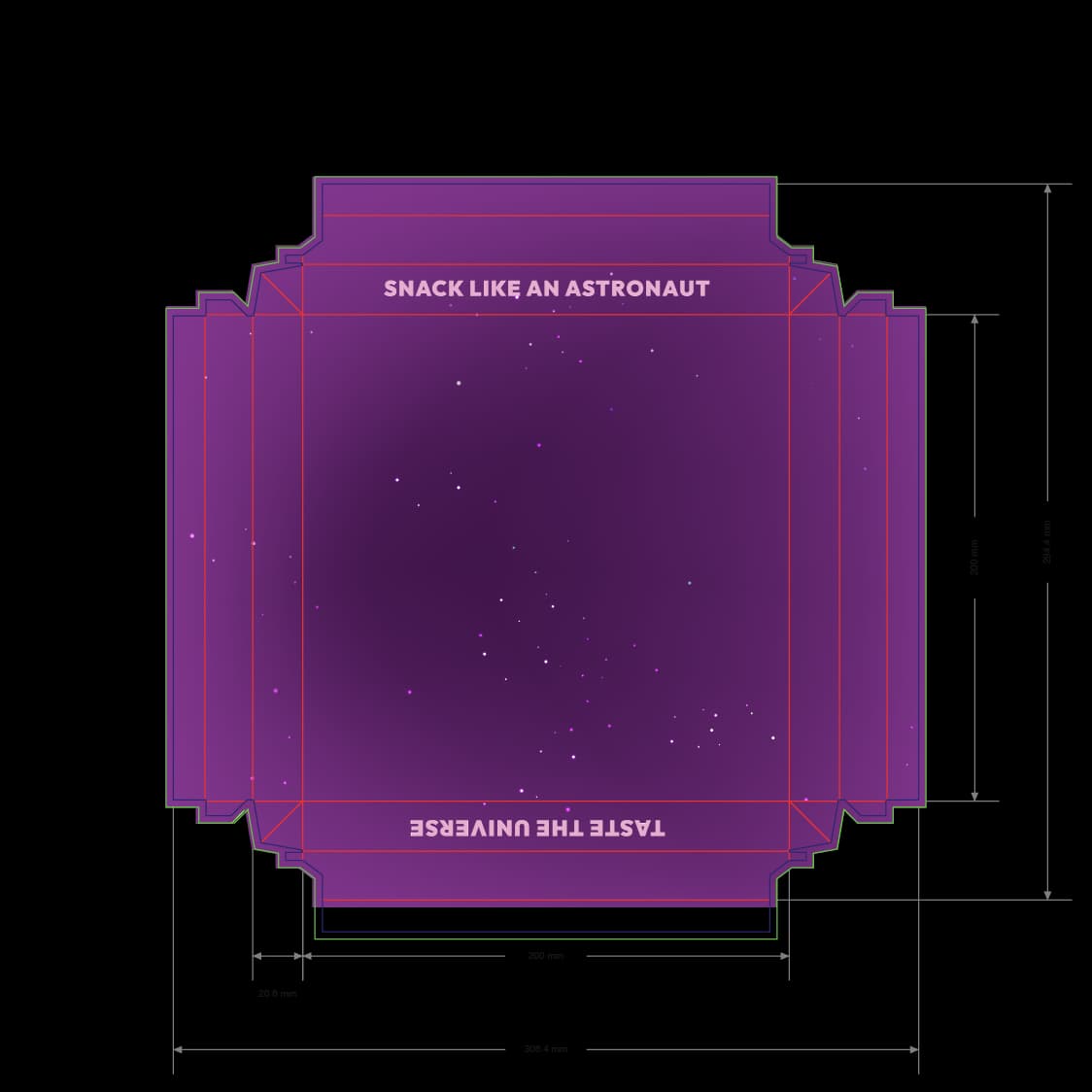 Gravity tray dieline