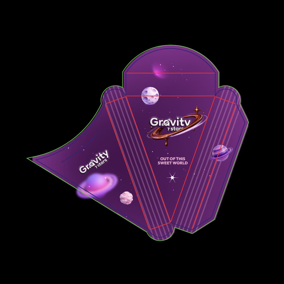 Gravity crepe dieline
