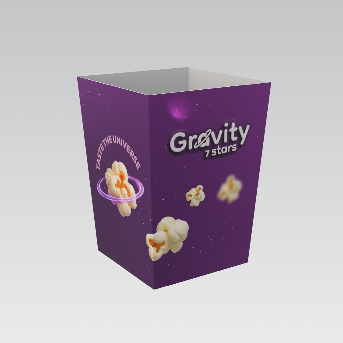 Gravity popcorn packaging detail