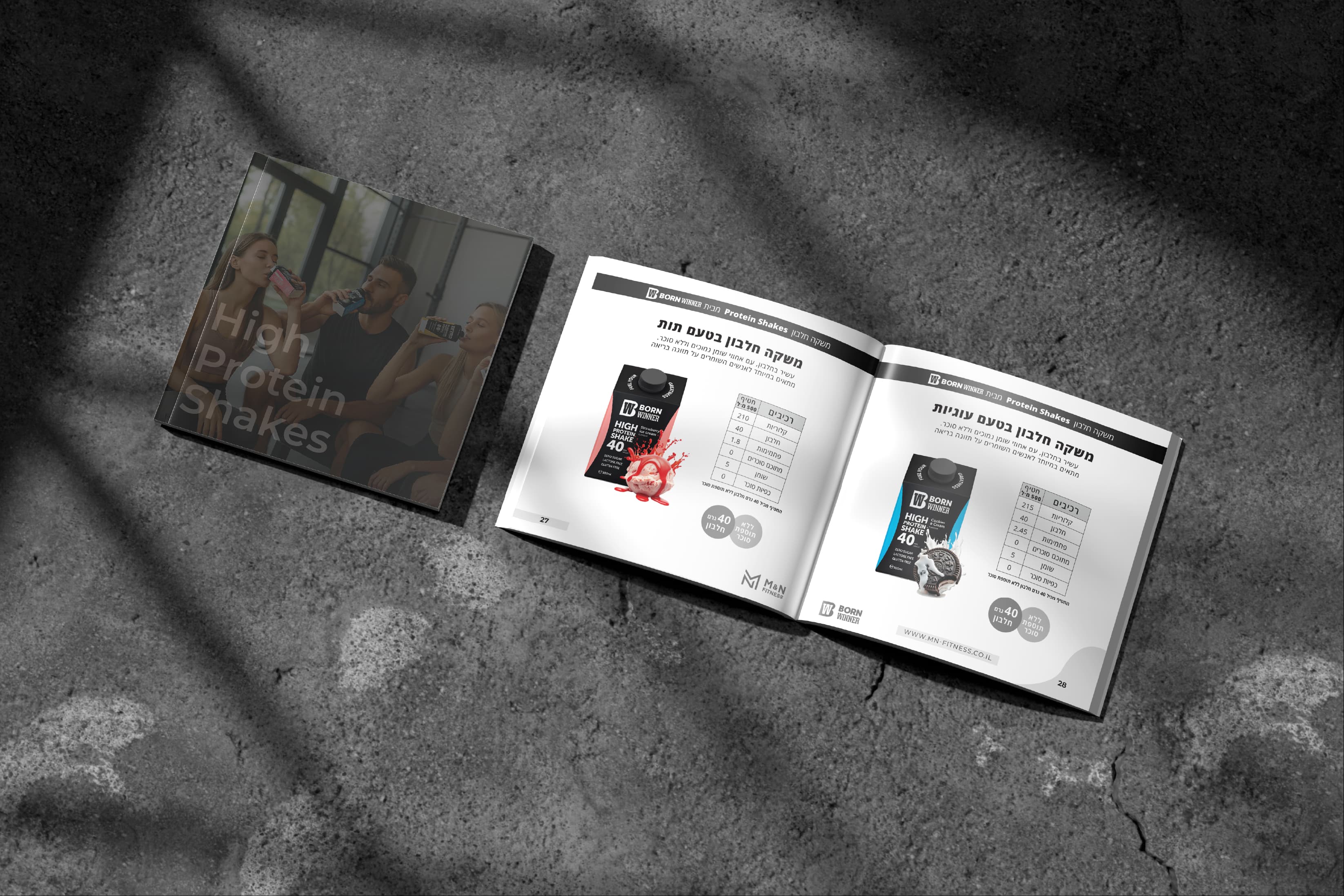 Born Winner catalogue — high protein shakes spread